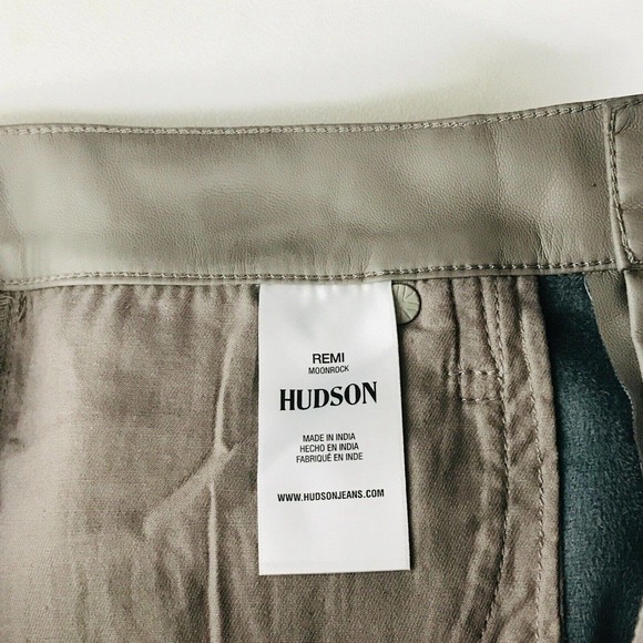 Hudson Women's 30 Pants Gray Remi High Rise Vegan Leather Straight Cropped Fit - Picture 3 of 5